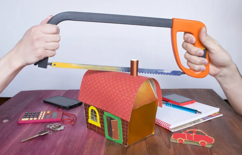 sawing a paper house